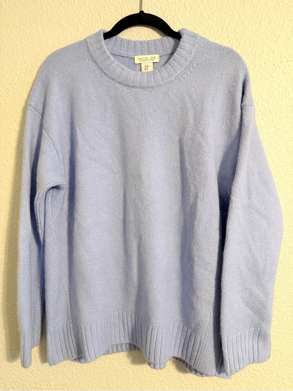 Rachel Zoe Pastel Blue Ribbed Crewneck Sweater